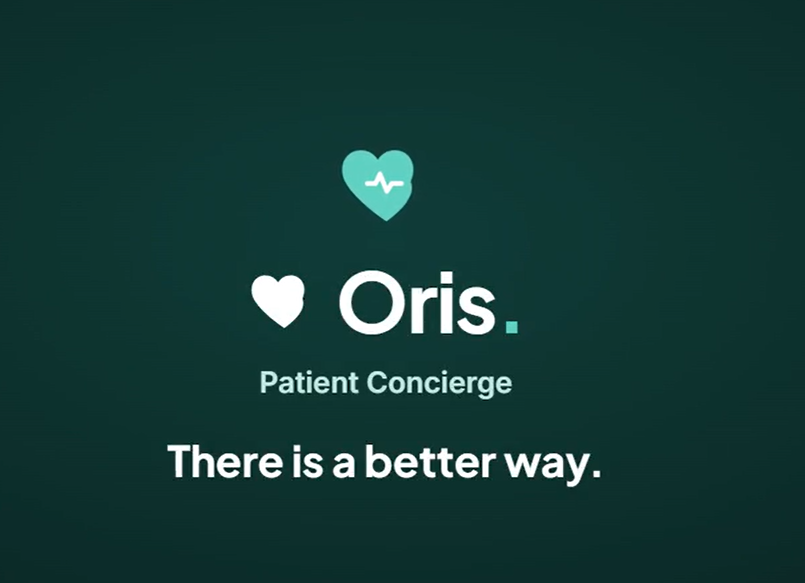Oris intro screen — dark teal with heart logo and tagline 'There is a better way'